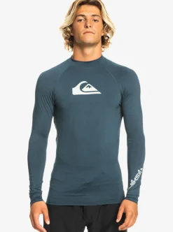 Cheap Quiksilver All Time Long Sleeve Upf 50 Rashguard Navy Blazer Heather