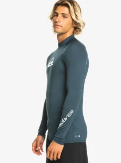Cheap Quiksilver All Time Long Sleeve Upf 50 Rashguard Navy Blazer Heather