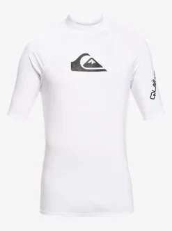 Shop Quiksilver All Time Short Sleeve Upf 50 Rashguard White