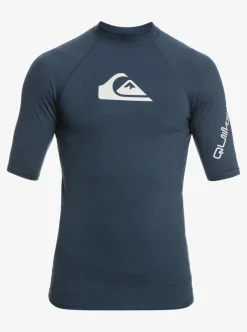 Fashion Quiksilver All Time Short Sleeve Upf 50 Rashguard Navy Blazer Heather