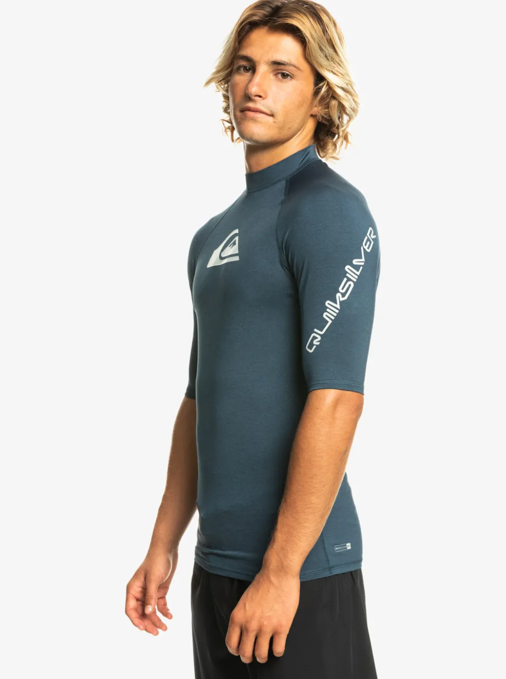 Fashion Quiksilver All Time Short Sleeve Upf 50 Rashguard Navy Blazer Heather