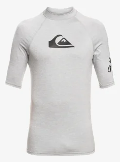 Clearance Quiksilver All Time Short Sleeve Upf 50 Rashguard Sleet Heather