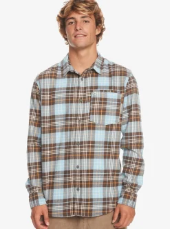 Shop Quiksilver Banchor Long Sleeve Shirt Major Brown Banchor
