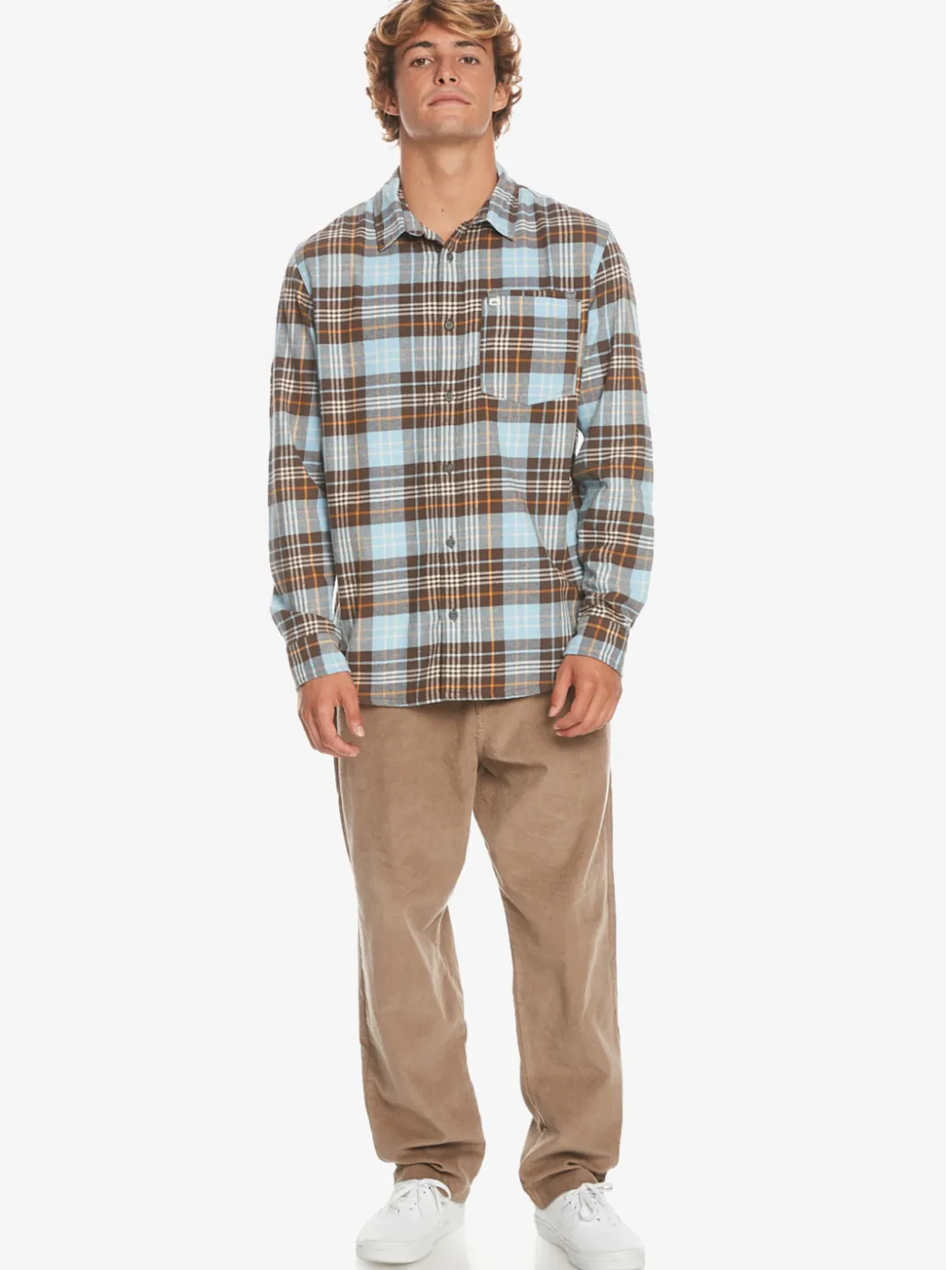 Shop Quiksilver Banchor Long Sleeve Shirt Major Brown Banchor