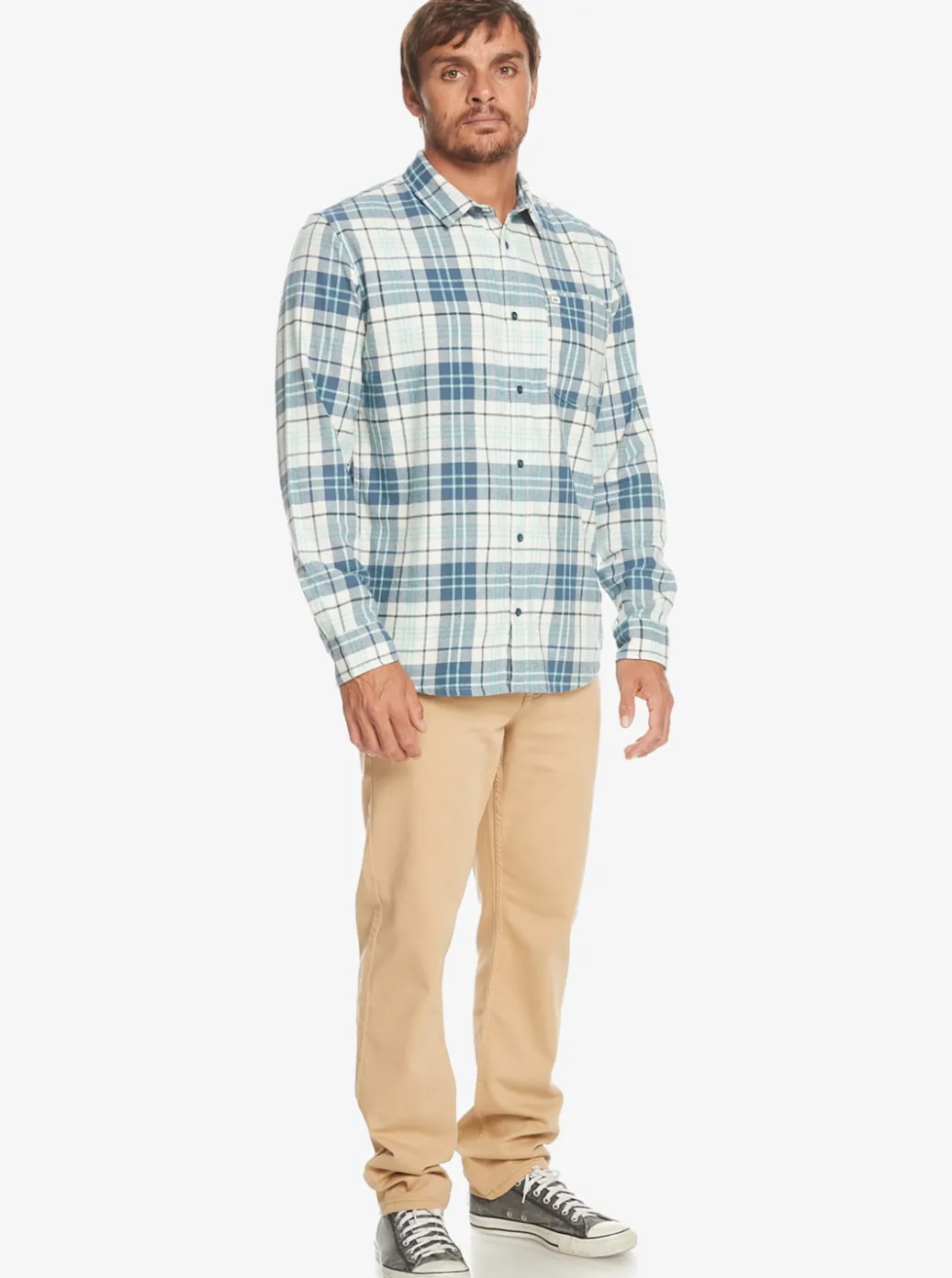 New Quiksilver Banchor Long Sleeve Shirt Snow White Banchor