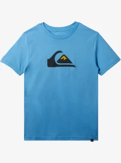 Shop Quiksilver Boy'S 8-16 Comp Logo T-Shirt Azure Blue