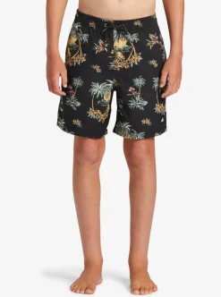 Hot Quiksilver Boy'S 8-16 Everyday Mix Vl 15Nb Elastic Waist Shorts Black Palm Spritz