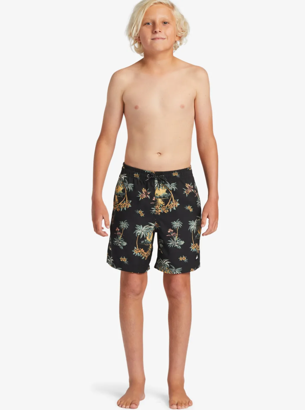 Hot Quiksilver Boy'S 8-16 Everyday Mix Vl 15Nb Elastic Waist Shorts Black Palm Spritz