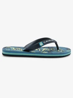 Hot Quiksilver Boy'S 8-16 Molokai Flip-Flops Black/Green/Blue