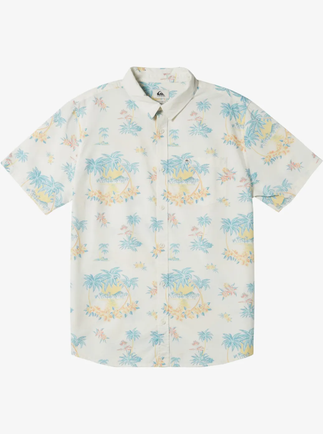 Clearance Quiksilver Boy'S 8-16 Palm Spritz Short Sleeve Woven Shirt Snow White Palm Spritz