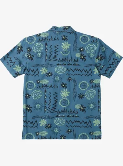Store Quiksilver Boy'S 8-16 Radical Times Short Sleeve Woven Shirt Agean Blue Radical Times Ss