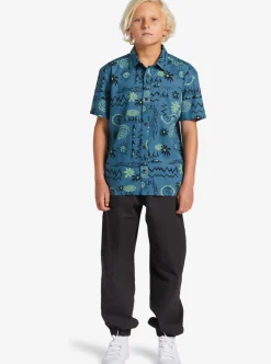 Store Quiksilver Boy'S 8-16 Radical Times Short Sleeve Woven Shirt Agean Blue Radical Times Ss