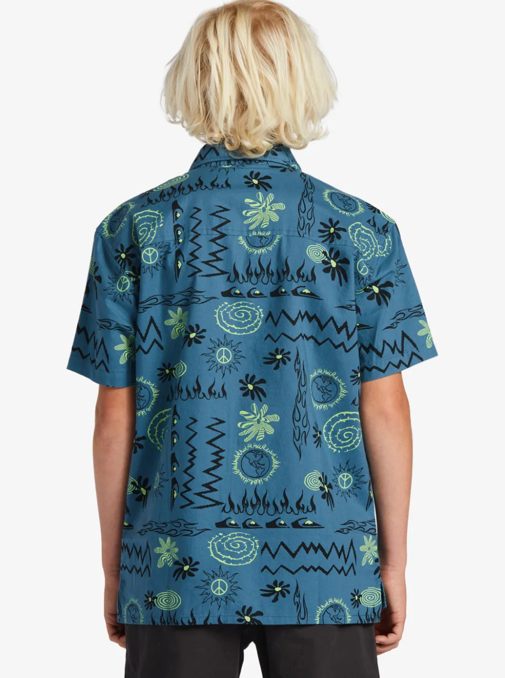Store Quiksilver Boy'S 8-16 Radical Times Short Sleeve Woven Shirt Agean Blue Radical Times Ss