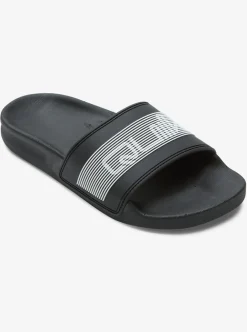 New Quiksilver Boy'S 8-16 Rivi Wordmark Slide Sandals Black 2