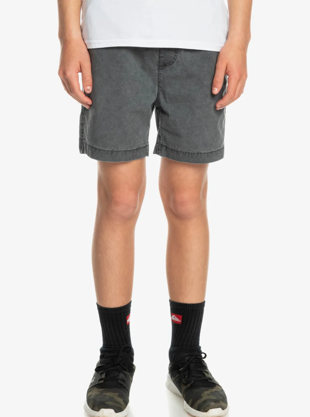 Best Sale Quiksilver Boy'S 8-16 Taxer 15" Elastic Waist Shorts Black
