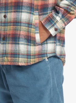 New Quiksilver Briggs Hooded Flannel Long Sleeve Top Mineral Red Briggs Flannel