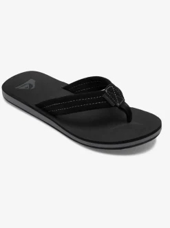 Shop Quiksilver Carver Suede Leather Sandals Solid Black