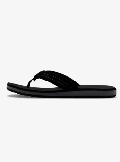 Shop Quiksilver Carver Suede Leather Sandals Solid Black