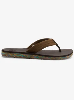 Discount Quiksilver Carver Suede Recycled Sandals Brown 2