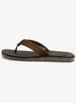 Discount Quiksilver Carver Suede Recycled Sandals Brown 2