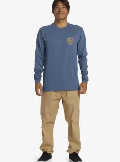 Sale Quiksilver Circled Script Long Sleeve T-Shirt Bering Sea