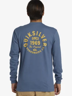 Sale Quiksilver Circled Script Long Sleeve T-Shirt Bering Sea
