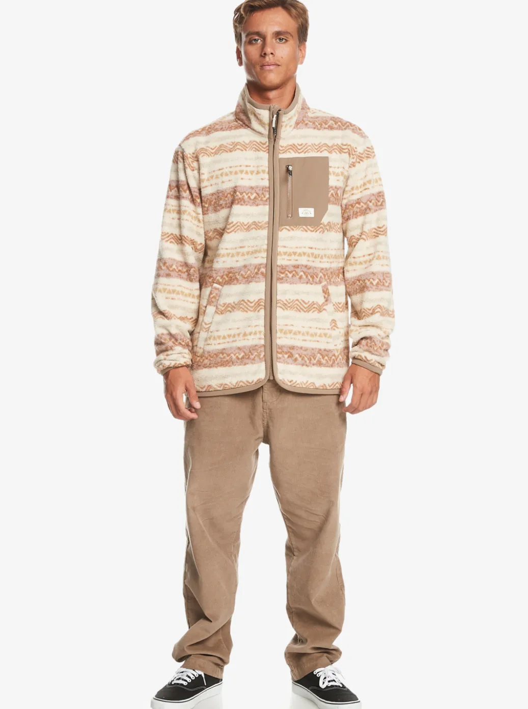 New Quiksilver Clean Coasts Zip-Up Fleece Birch Playa Mesa