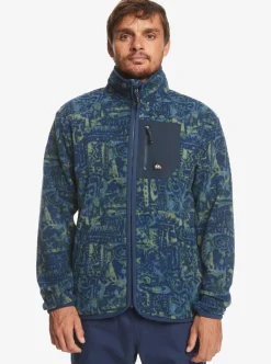 New Quiksilver Clean Coasts Zip-Up Fleece Naval Academy Nu Vintage
