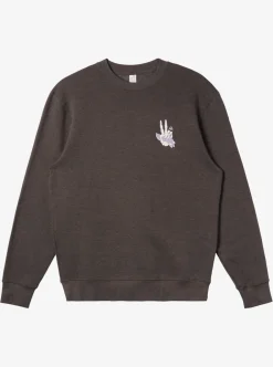 Shop Quiksilver E Peace Out Crew Neck Sweatshirt Charcoal Heather