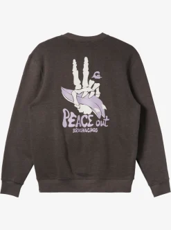 Shop Quiksilver E Peace Out Crew Neck Sweatshirt Charcoal Heather