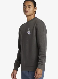 Shop Quiksilver E Peace Out Crew Neck Sweatshirt Charcoal Heather