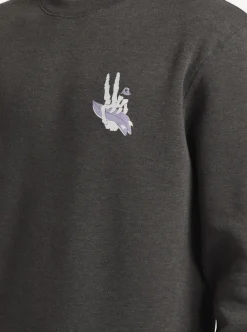 Shop Quiksilver E Peace Out Crew Neck Sweatshirt Charcoal Heather
