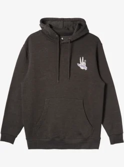 Hot Quiksilver E Rockin Hoodie Pullover Sweatshirt Charcoal Heather
