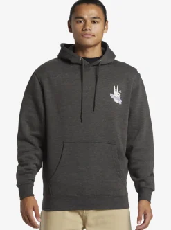 Hot Quiksilver E Rockin Hoodie Pullover Sweatshirt Charcoal Heather