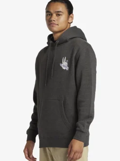 Hot Quiksilver E Rockin Hoodie Pullover Sweatshirt Charcoal Heather