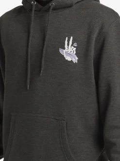 Hot Quiksilver E Rockin Hoodie Pullover Sweatshirt Charcoal Heather