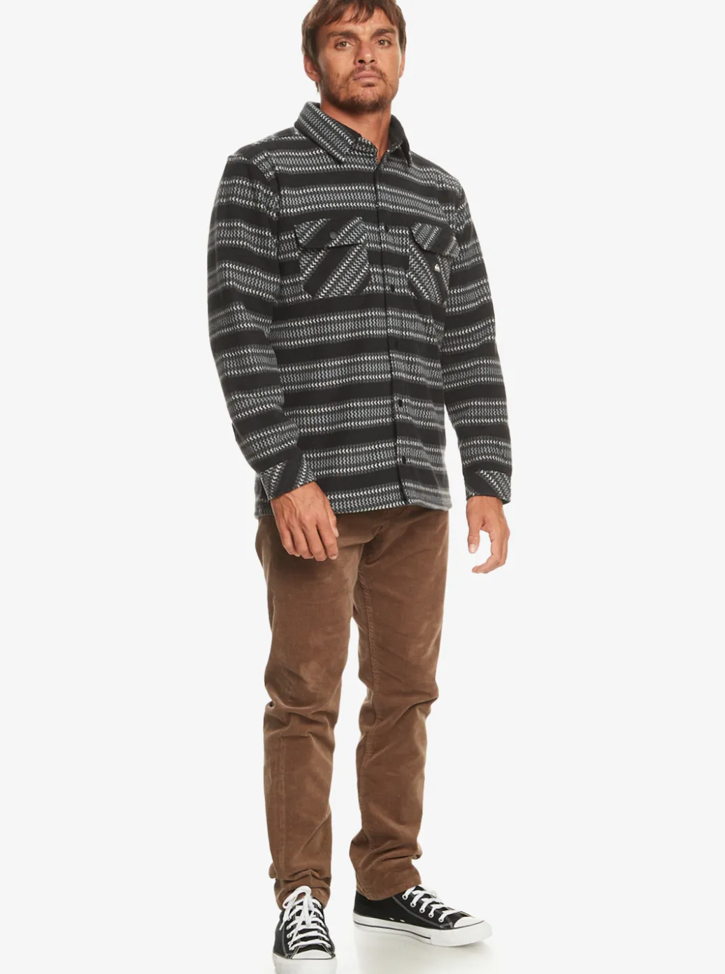 Flash Sale Quiksilver Epic Surf Days Fleece Overshirt Black Surf Days Stripe