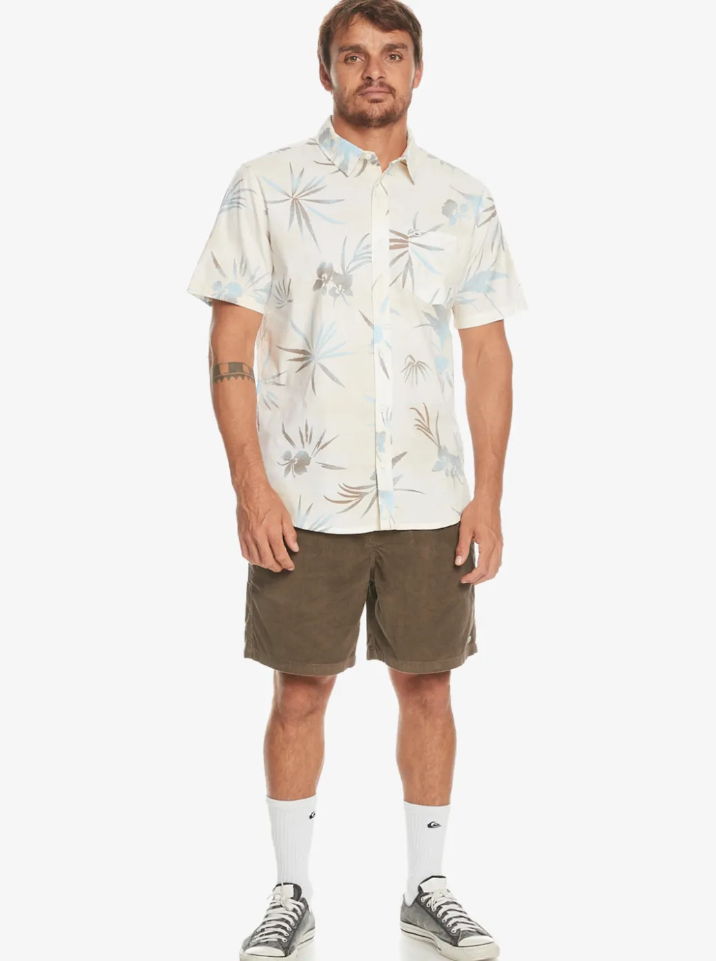 Clearance Quiksilver Fade Out Short Sleeve Shirt Birch Fade Out
