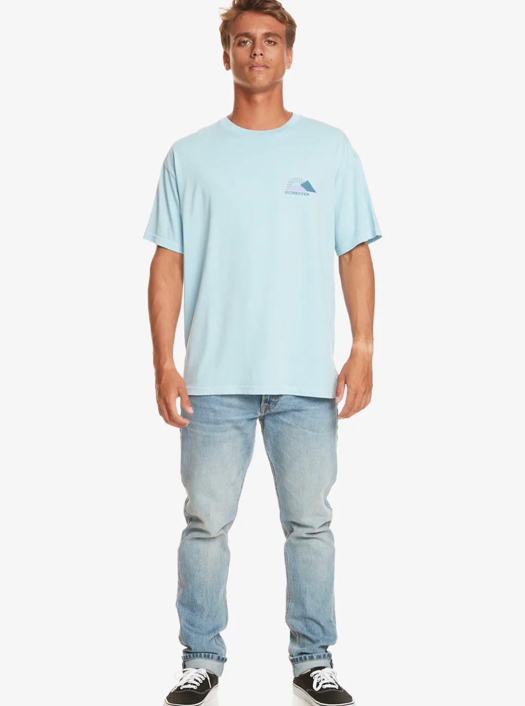 Cheap Quiksilver Fading Sun T-Shirt Clear Sky