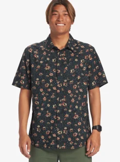 Clearance Quiksilver Future Hippie Short Sleeve Woven Shirt Black Future Hippy