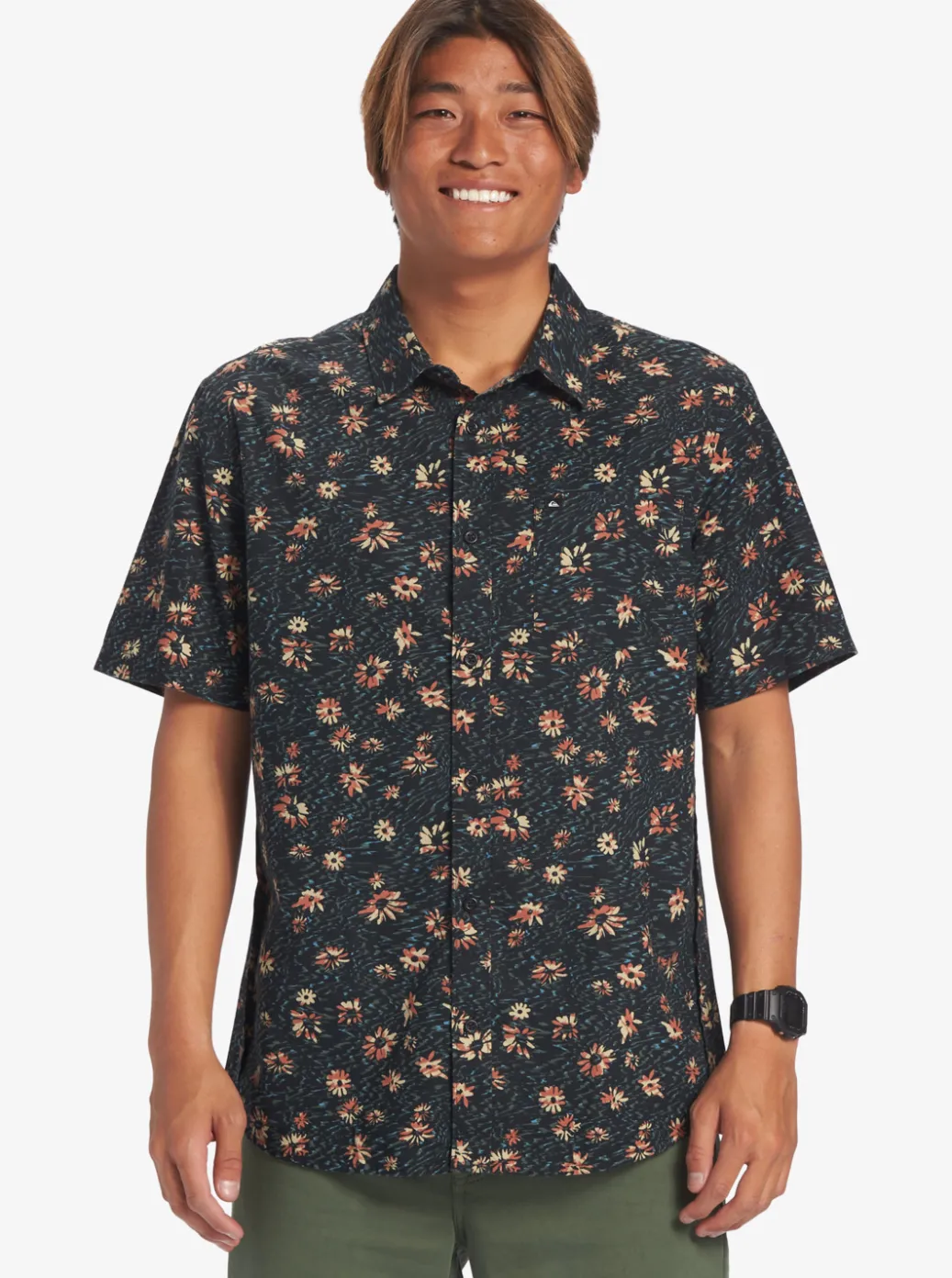 Clearance Quiksilver Future Hippie Short Sleeve Woven Shirt Black Future Hippy