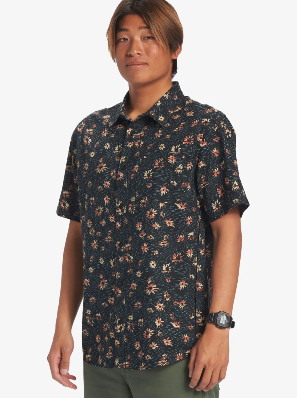 Clearance Quiksilver Future Hippie Short Sleeve Woven Shirt Black Future Hippy