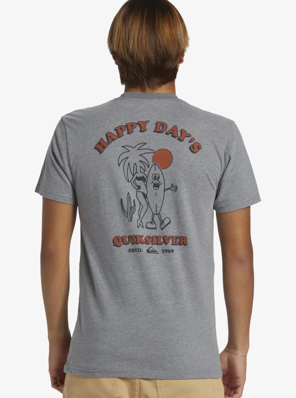 Best Sale Quiksilver Happy Days Mod T-Shirt Medium Grey Heather
