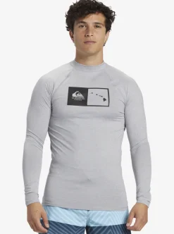 Shop Quiksilver Hawaii Double Down Upf 50 Long Sleeve Surf Tee Sleet Heather
