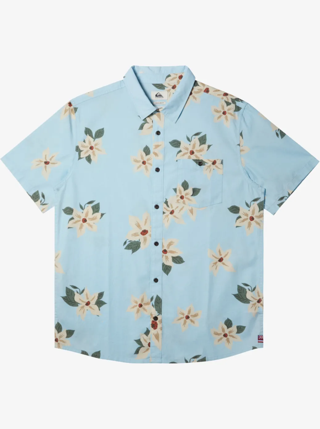New Quiksilver Hawaii Lei Day Woven Hawaiian Shirt Sky Blue