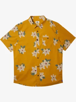 Discount Quiksilver Hawaii Lei Day Woven Hawaiian Shirt Mustard