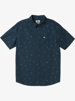 New Quiksilver Heat Wave Short Sleeve Woven Shirt Midnight Navy Heat Waves