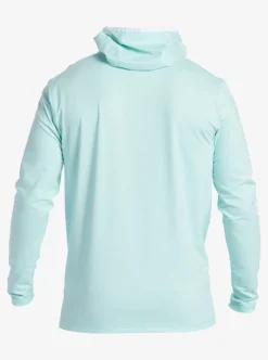 New Quiksilver Heritage Upf 50 Long Sleeve Surf Tee Sky Blue Heather