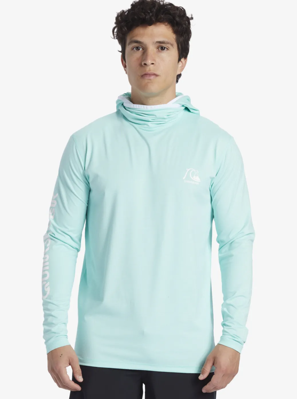 New Quiksilver Heritage Upf 50 Long Sleeve Surf Tee Sky Blue Heather