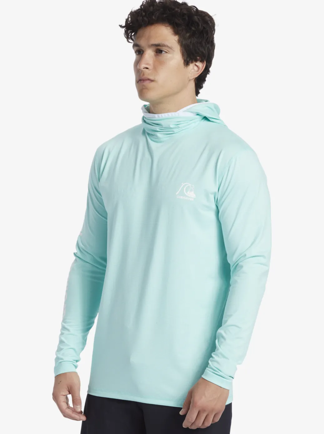 New Quiksilver Heritage Upf 50 Long Sleeve Surf Tee Sky Blue Heather